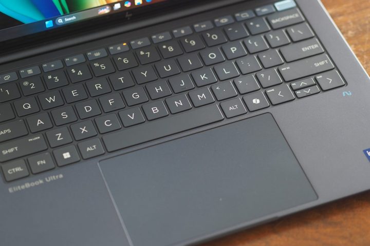 HP Elitebook Ultra G1i top down view showing keyboard and touchpad.