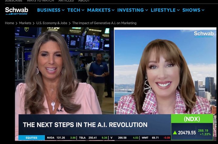 screenshot of two analysts discussing AI on the news