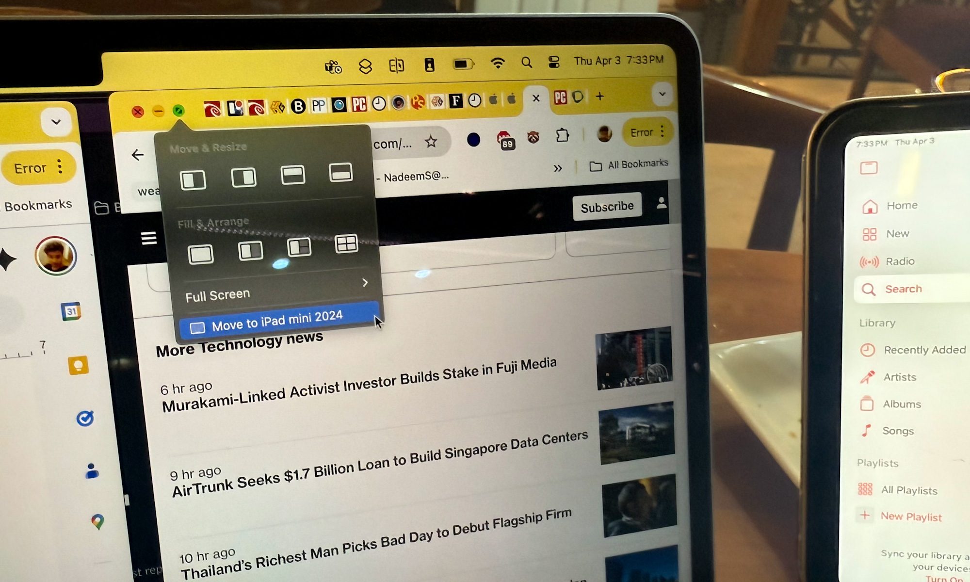 An iPad can function as an external display for a MacBook.