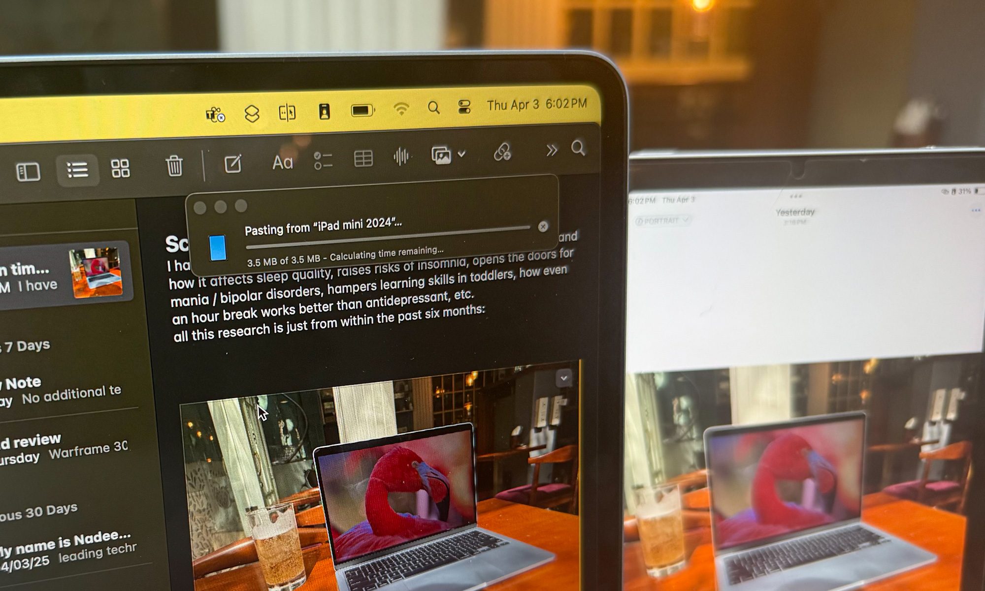 iPad integration allows it to act as a supplementary display for a MacBook computer.