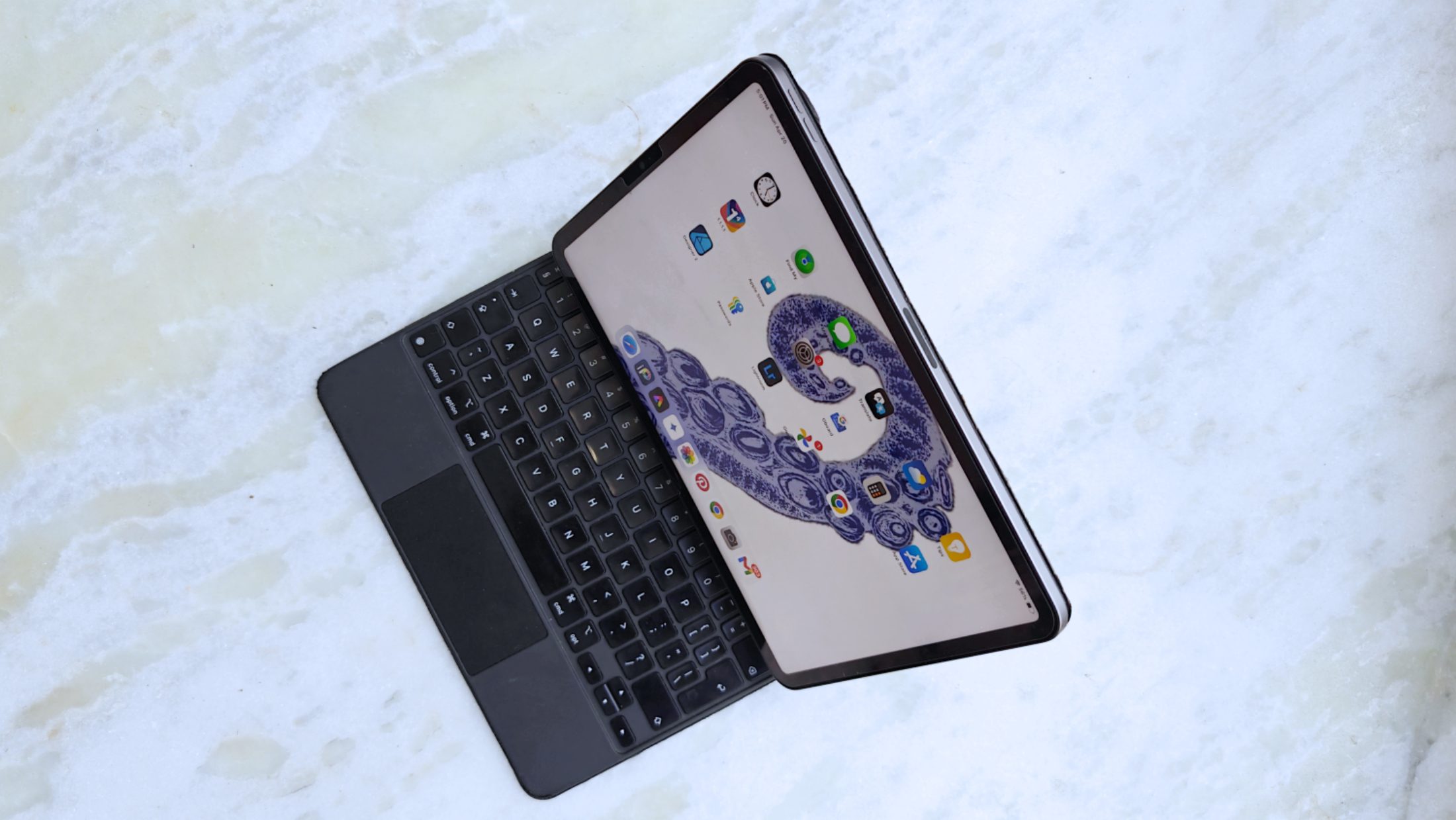 Top view of 2021 iPad Pro with Magic Keyboard.