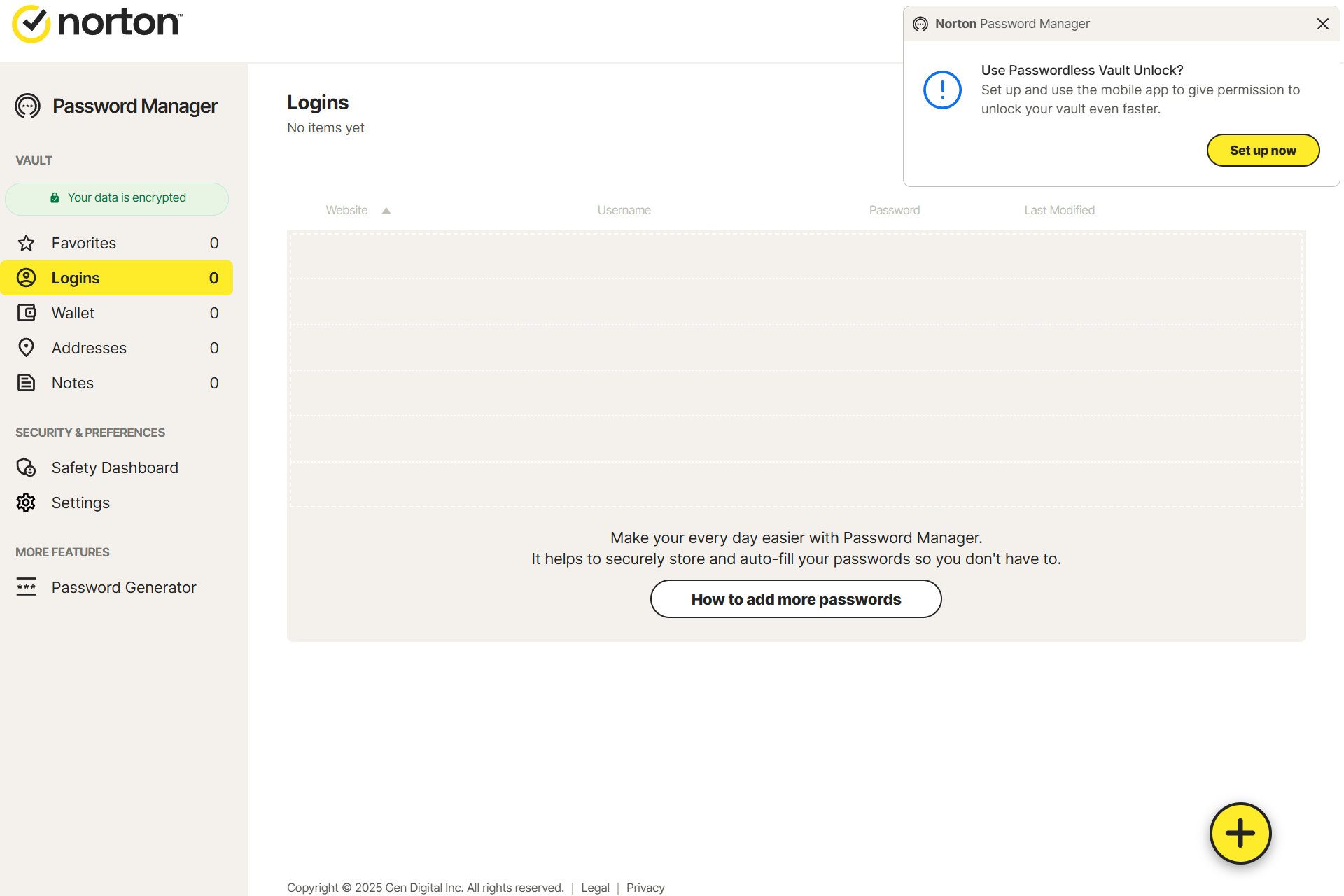 It was easy to set up Norton Password Manager and import logins.