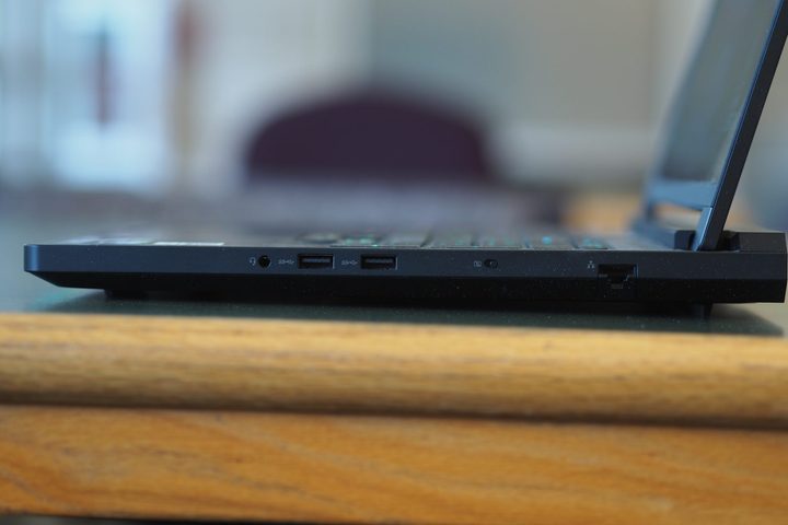 Lenovo Legion Pro 7i 2025 side view showing lid and ports.
