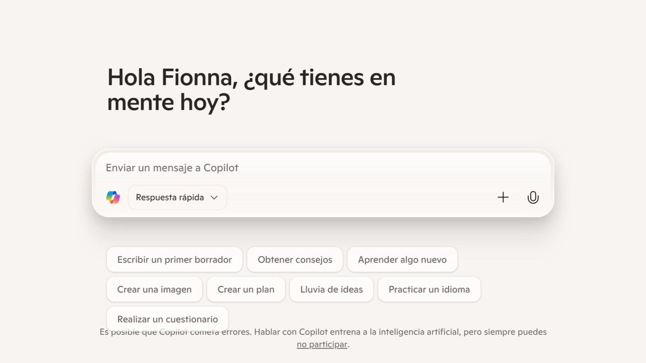 Microsoft Think Deeper chatbot in Spanish 