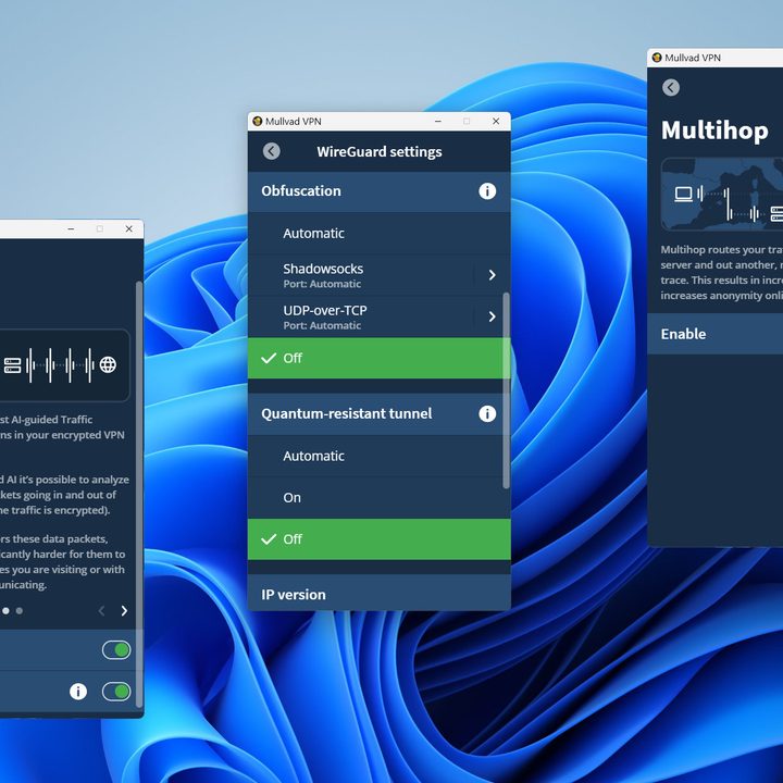 Mullvad VPN has advanced security features like DAITA, quantum-resistant tunnels, and more.
