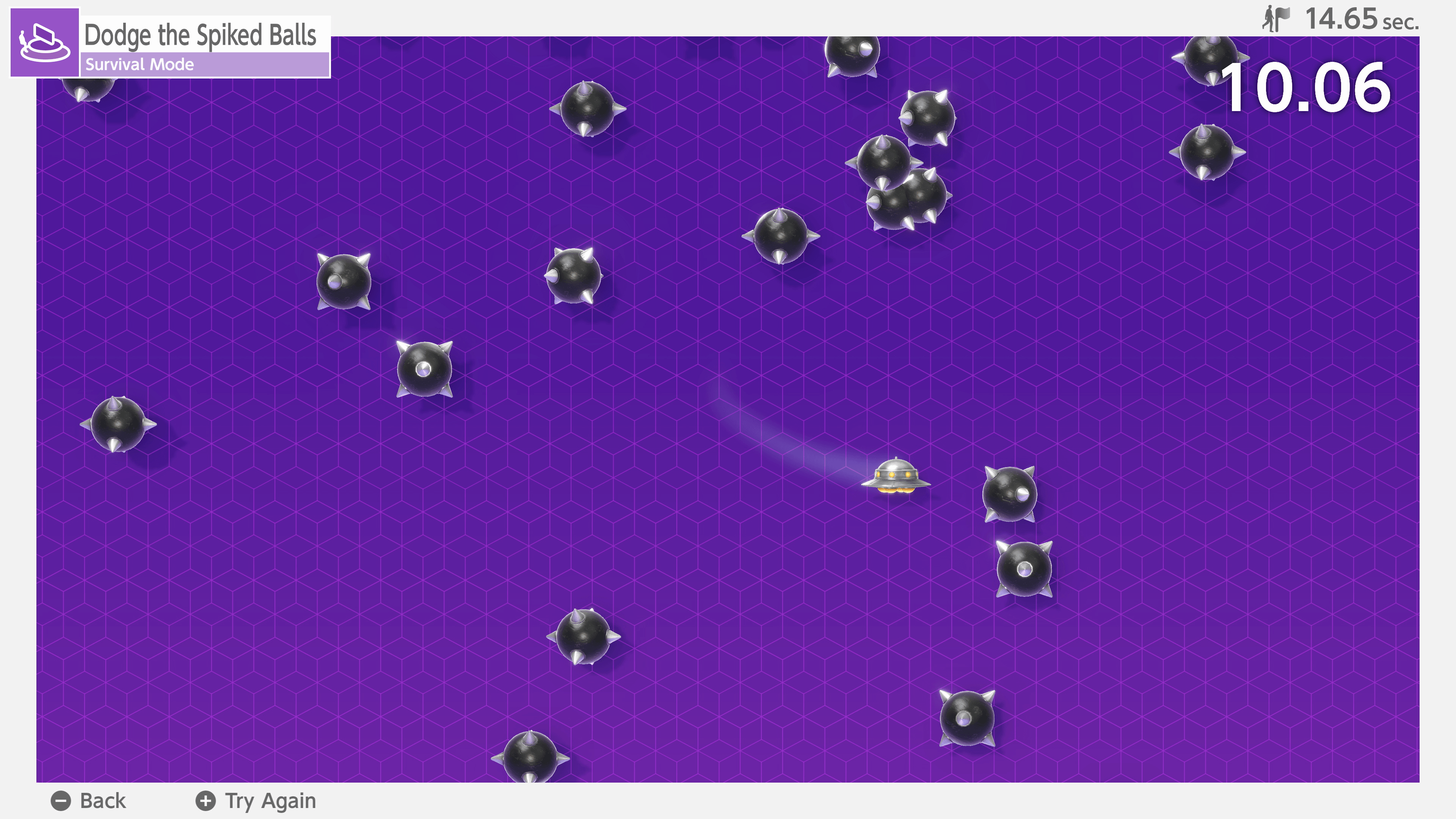 A UFO dodges spike balls in Nintendo Switch 2 Welcome Tour.