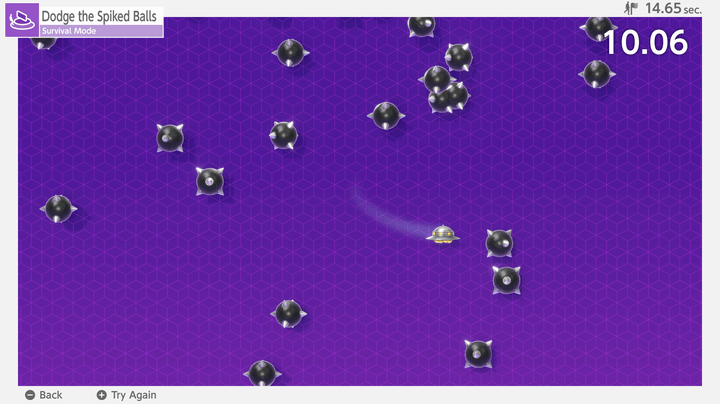 A UFO dodges spike balls in Nintendo Switch 2 Welcome Tour.