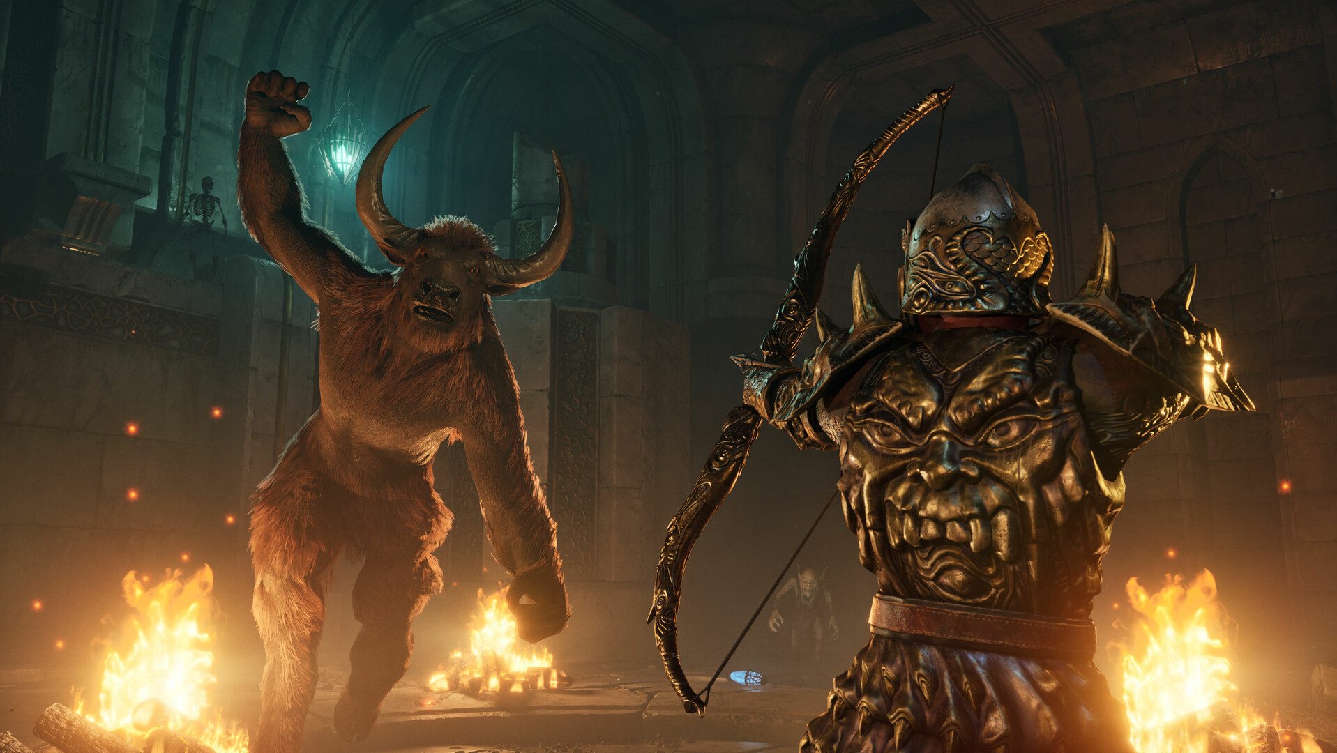 A character aims a bow at a minitour in The Elder Scrolls IV: Oblivion Remastered.
