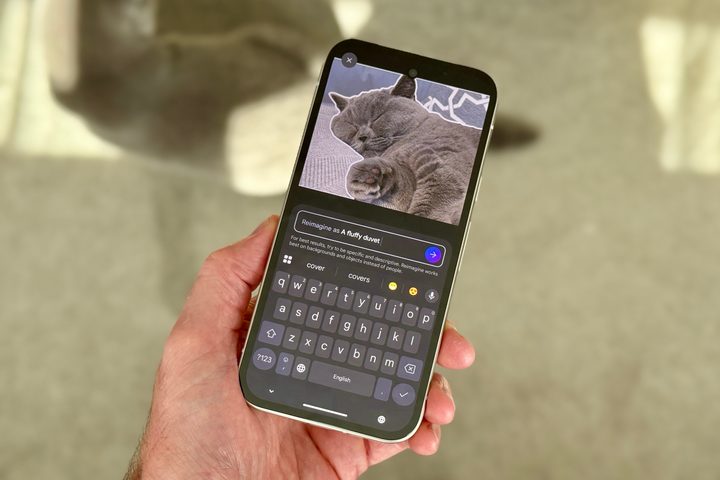A person using the Google Photos app on the Pixel 9a.