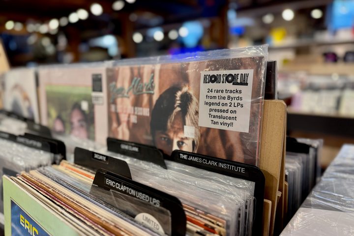 A Gene Clark record with the Record Store Day label on it.
