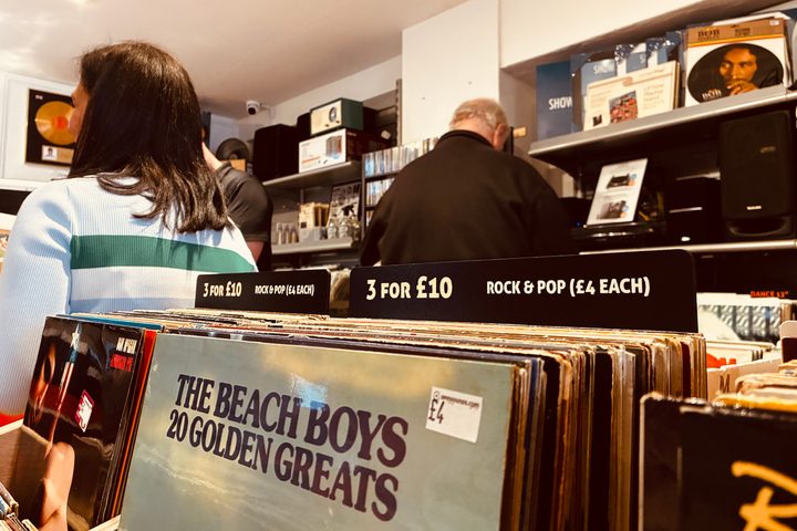 The inside of Spin Sounds record store in the U.K..