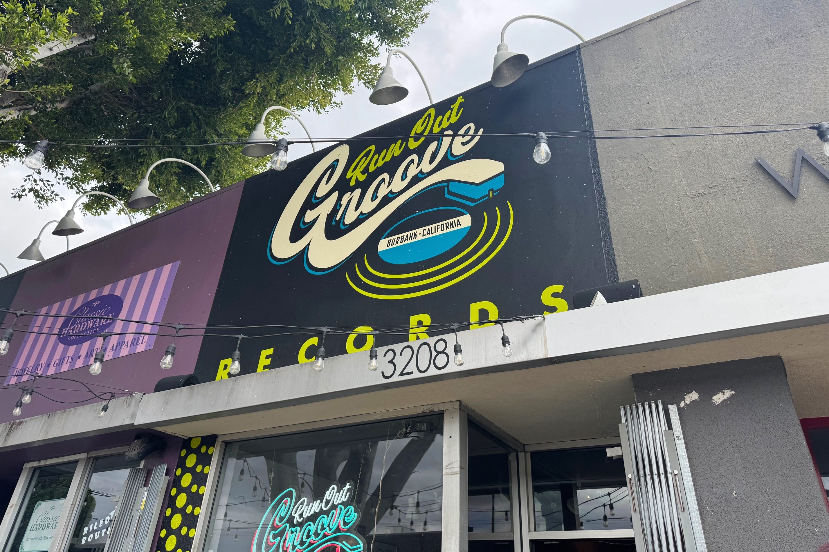 The store front of Run Out Groove Records in Burbank, California.