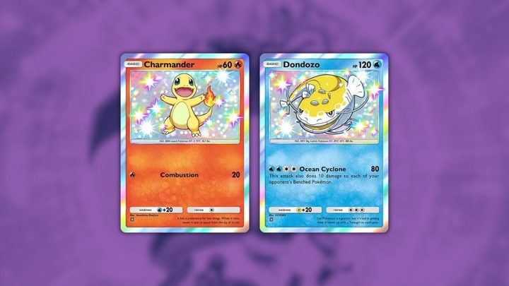 Shiny Charmander and Dondozo in Pokémon TCG Pocket.