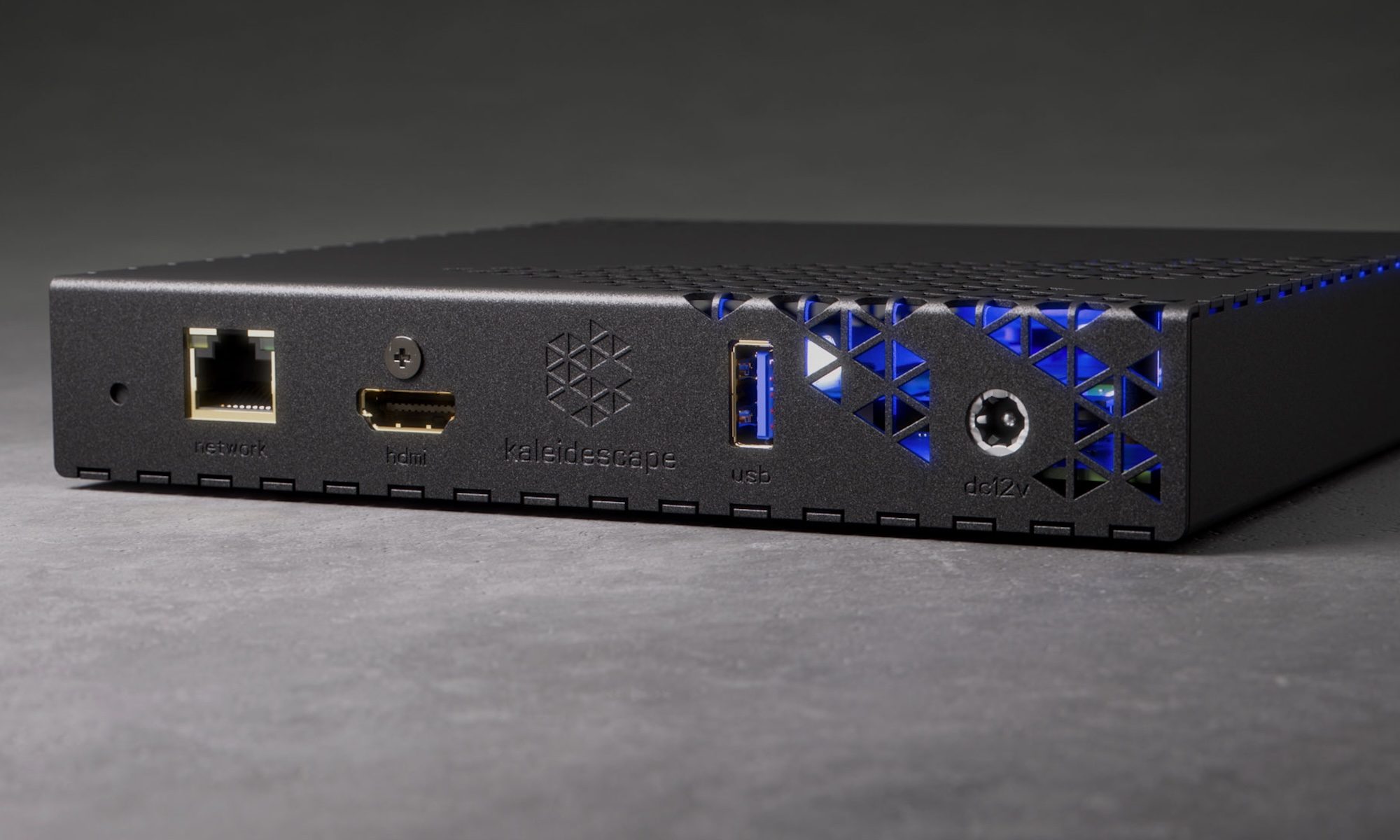 The back of the Kaleidescape Strato M movie player, showing its ports.
