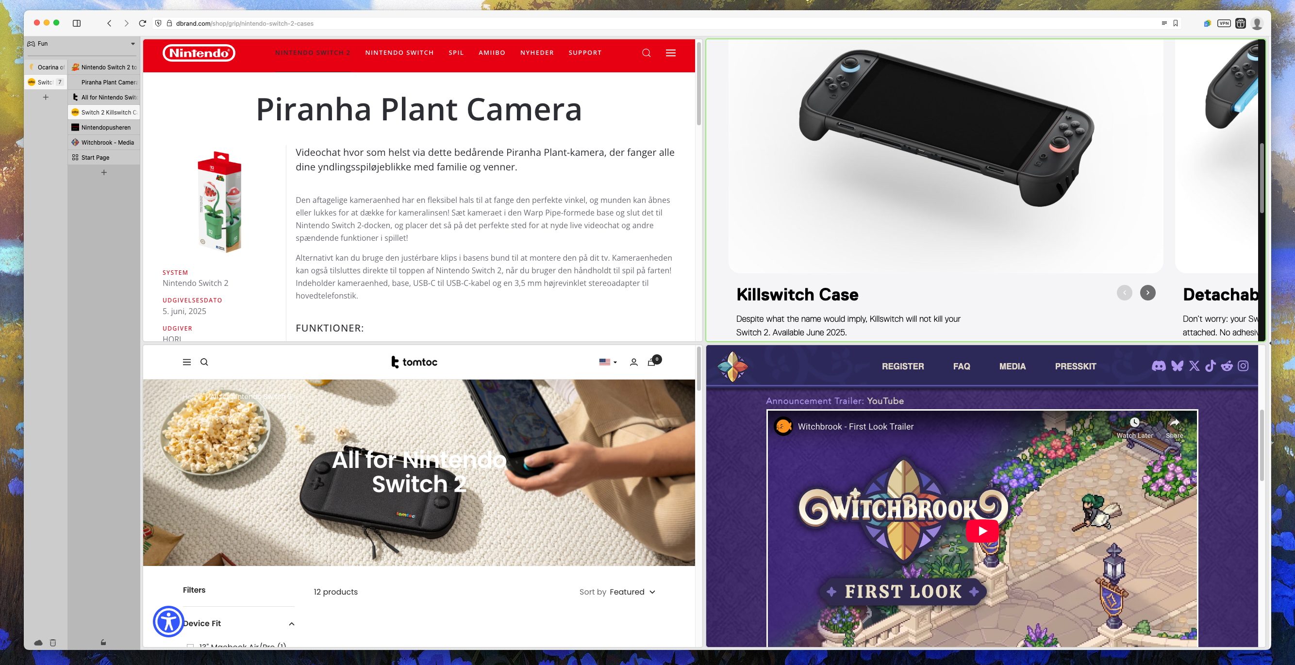 Tab tiling screenshot in Vivaldi.