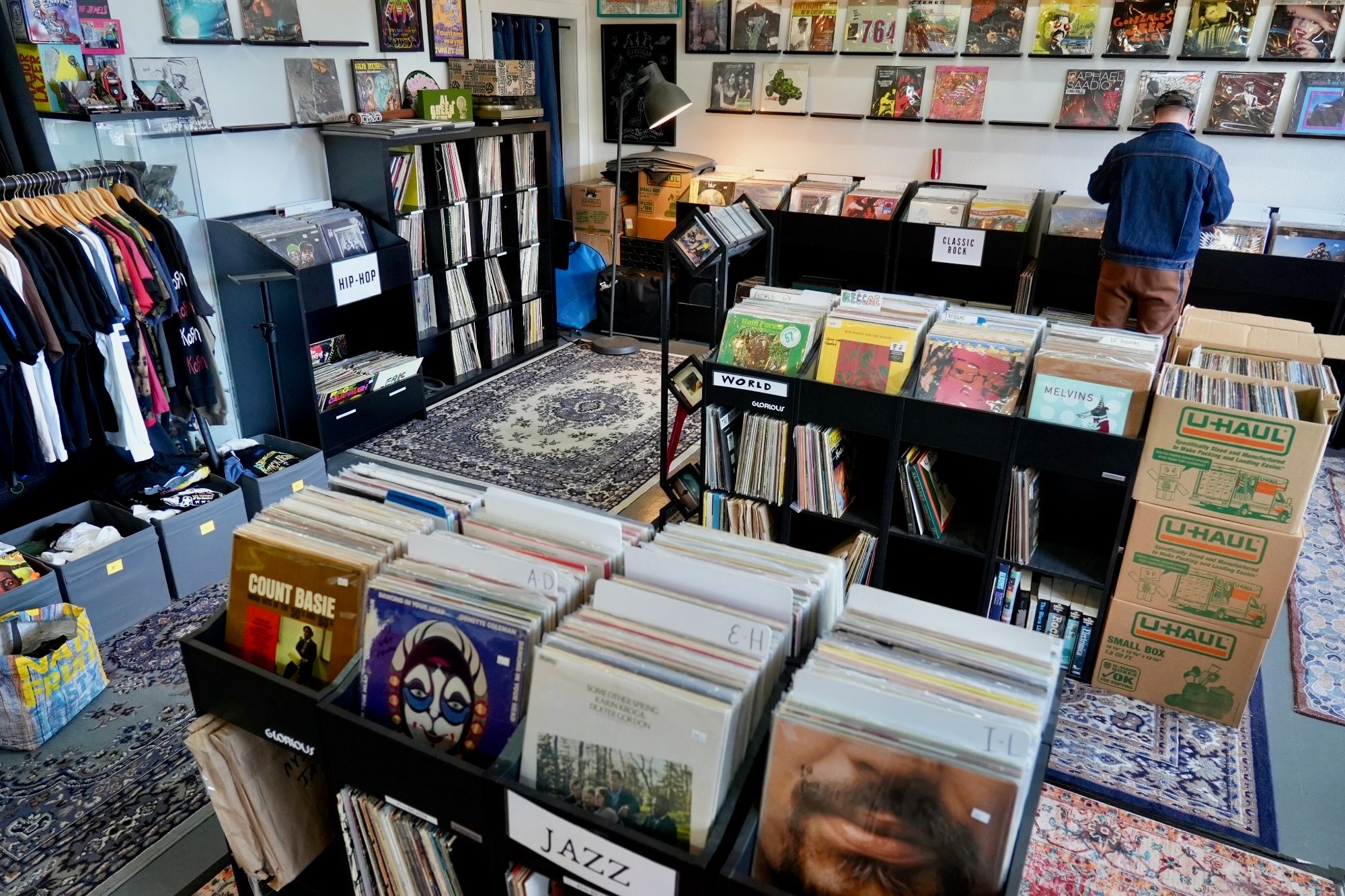 The inside of Portland's Too Many Records record store.