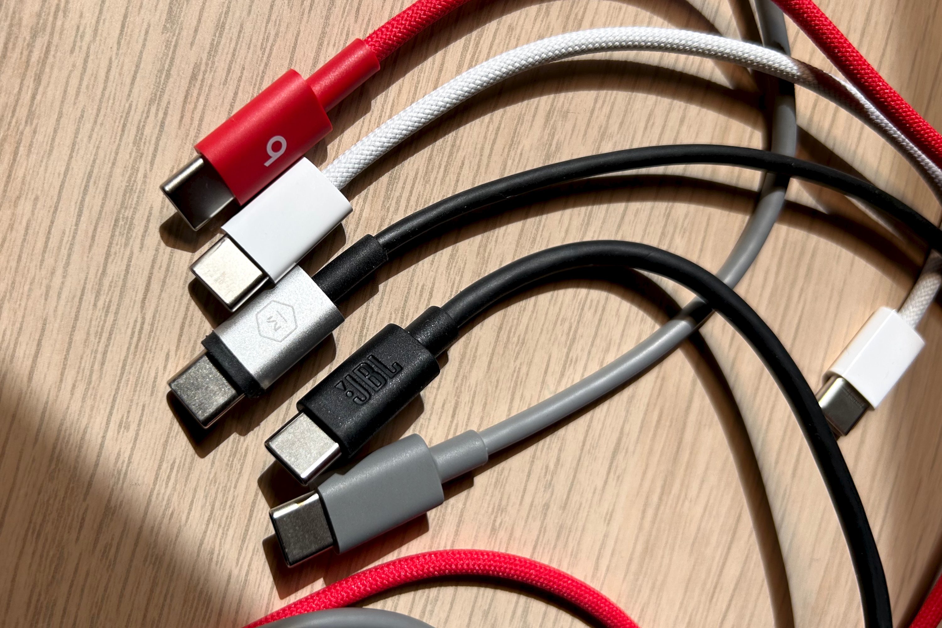 Collection of five USB-C cables.