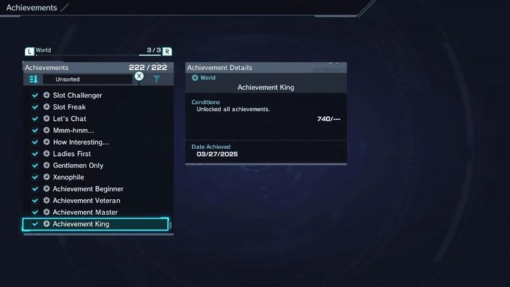 In-game Achievements for Xenoblade Chronicles X: Definitive Edition