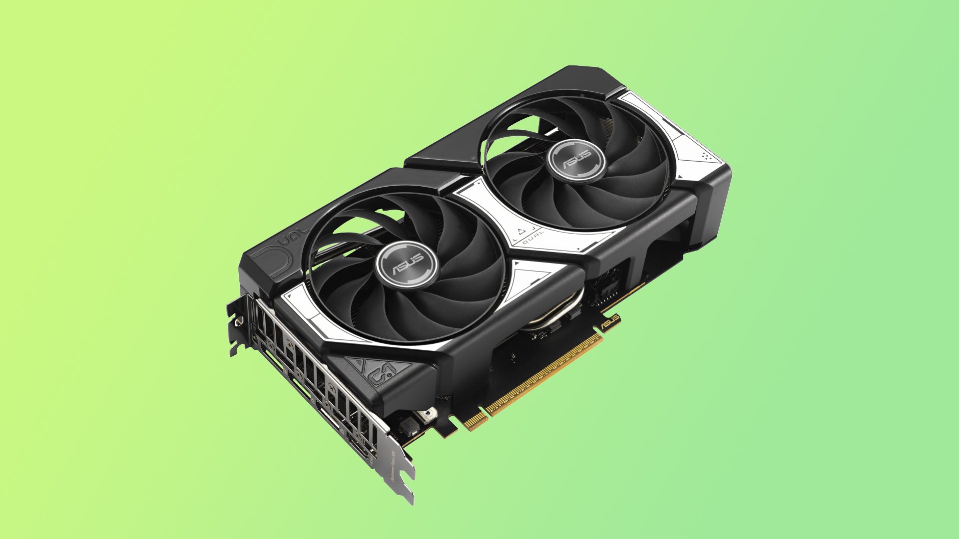 Nvidia's RTX 5060 over a green background.
