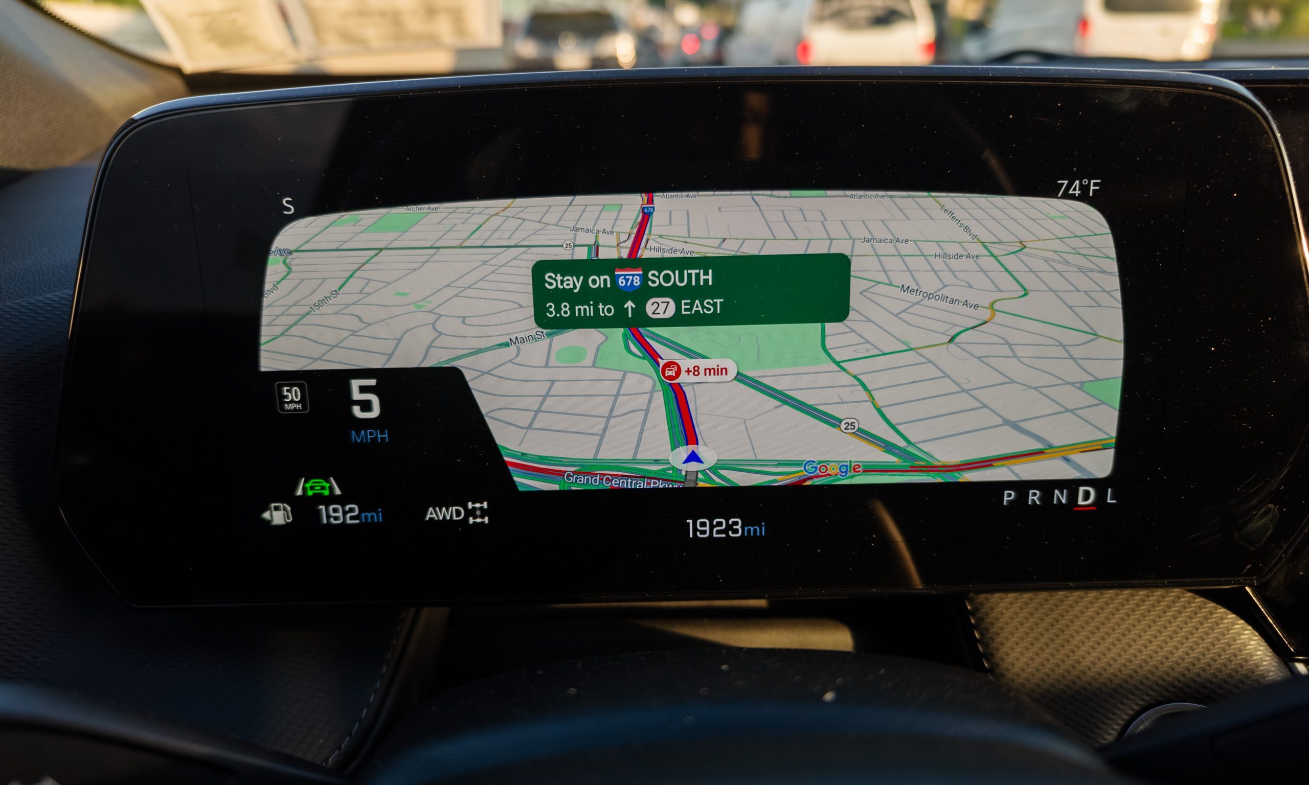 Native Google Maps in full screen on the driver's second display on the Chevy Equinox 2025