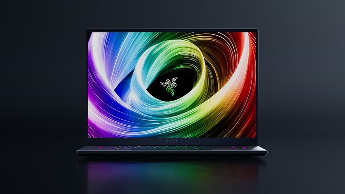 Razer Blade 16 showing a colorful display. 