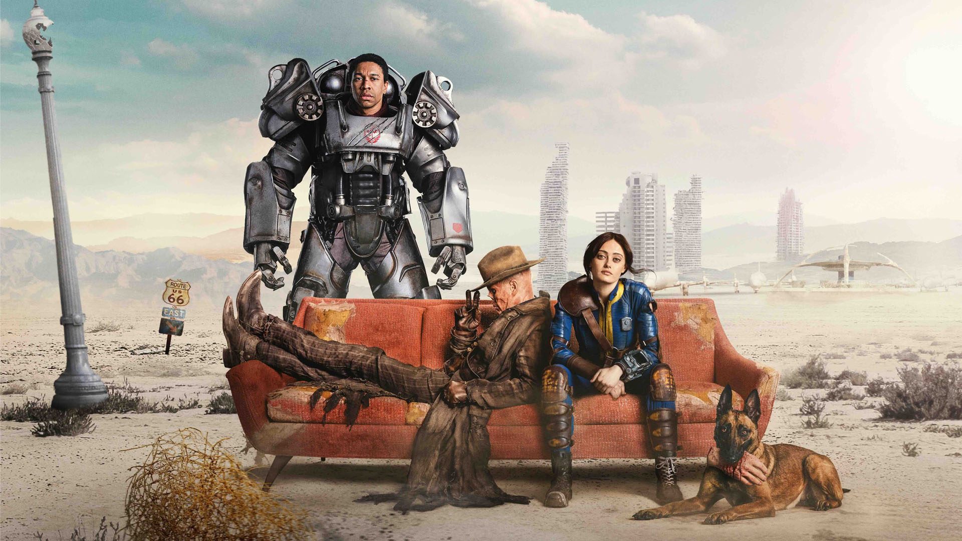 The cast of "Fallout" season 2 in a piece of promo art.