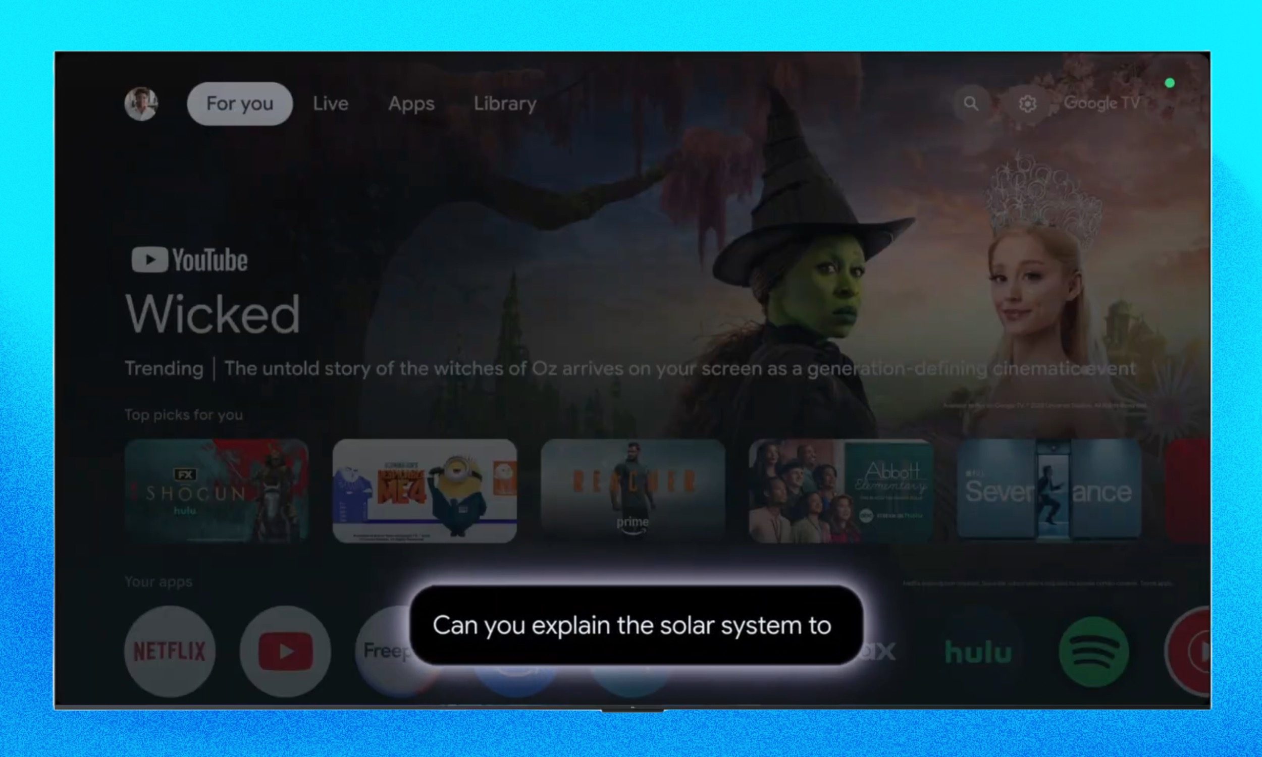 Google Gemini on an Android TV.
