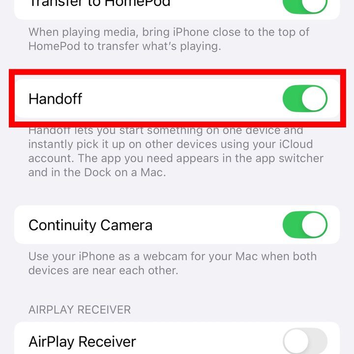 Enabling Handoff in iOS 18.