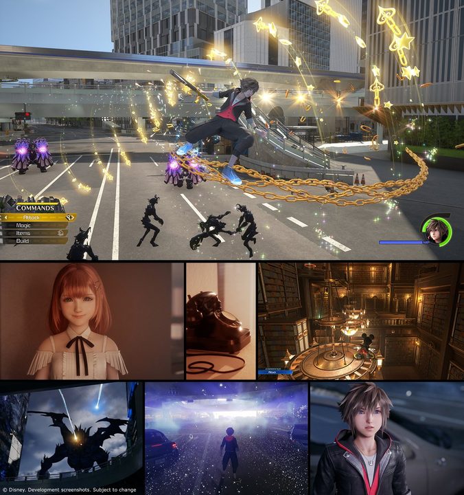 A collage of Kingdom Hearts 4 images.