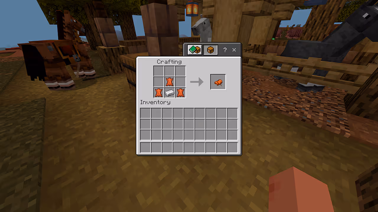 Crafting a saddle in Minecraft