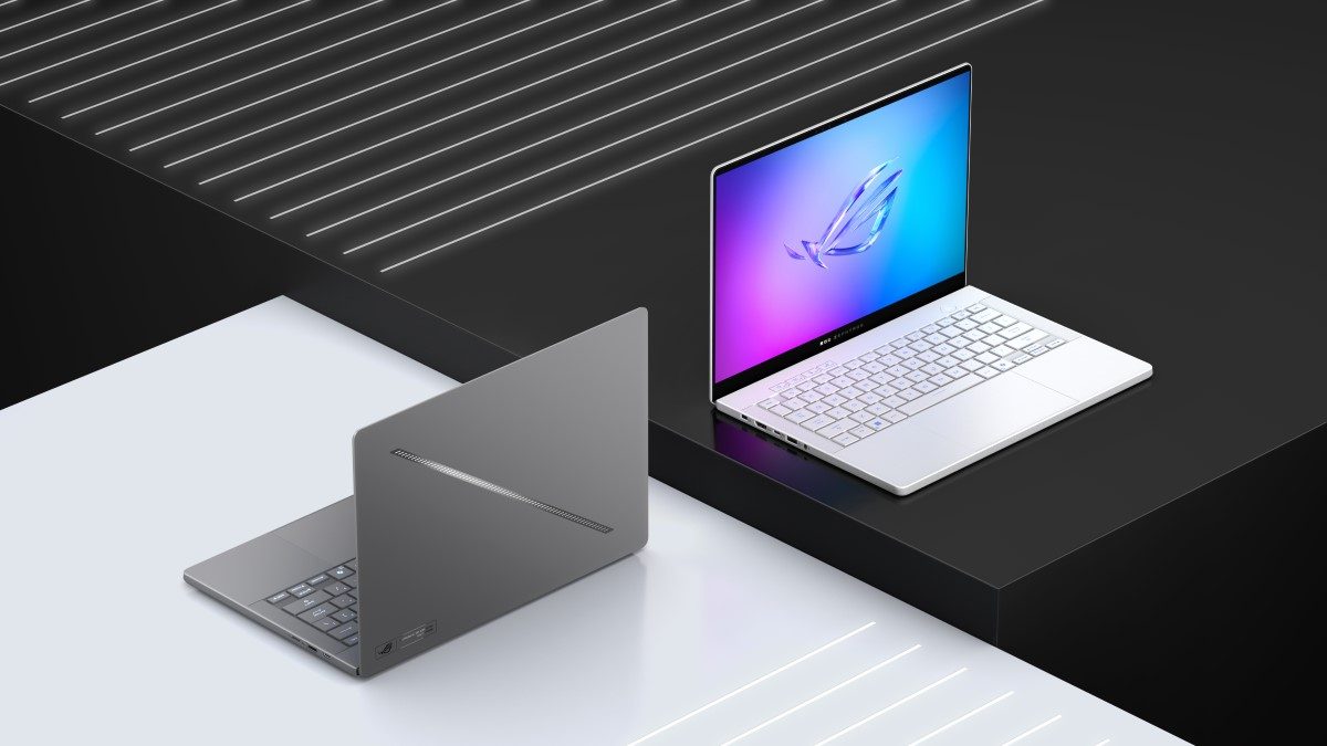ASUS ROG Zephyrus G14 displayed on a desk.