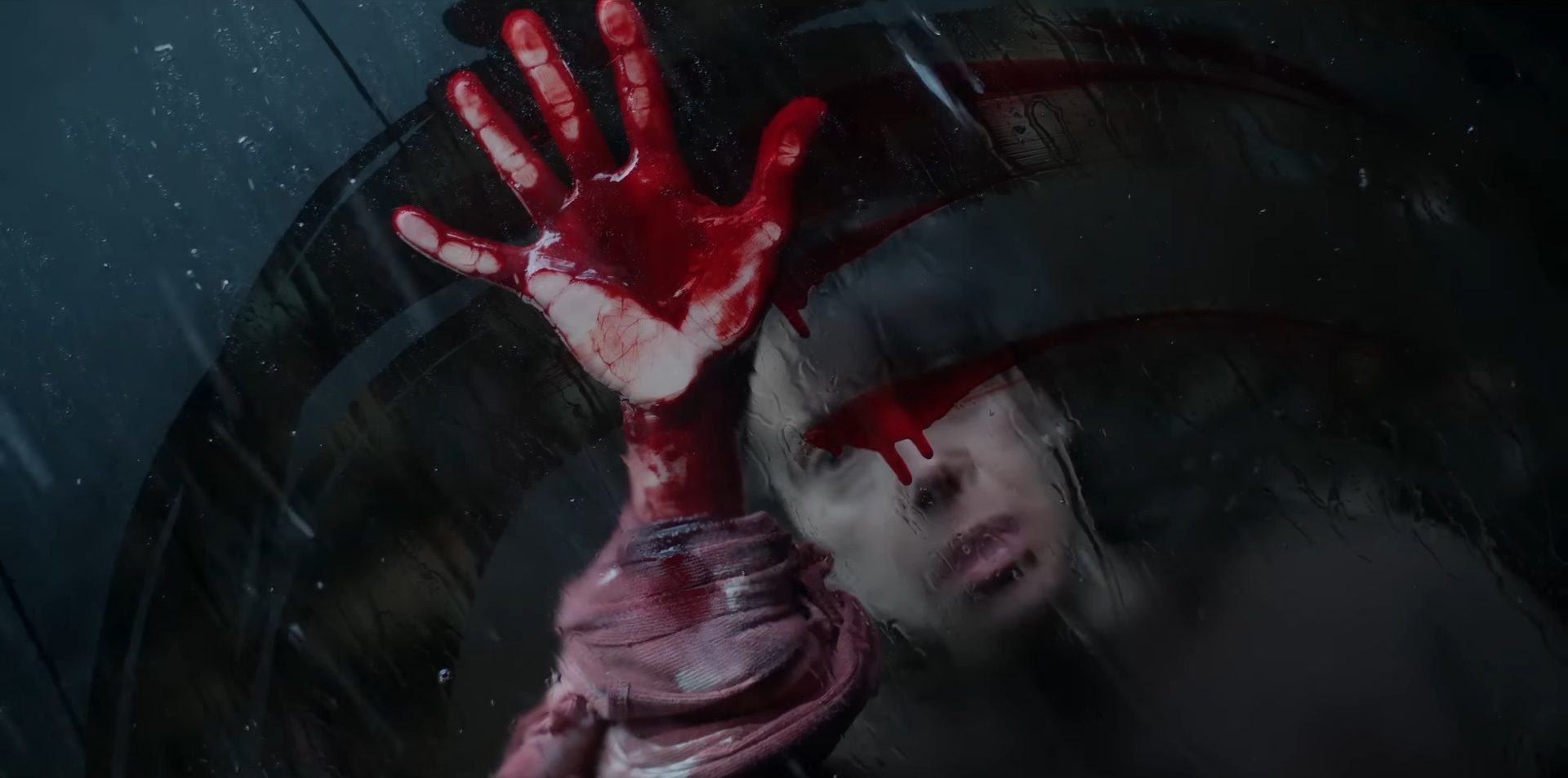 Sally Hawkins putting a bloody palm on a window in "Bring Her Back."