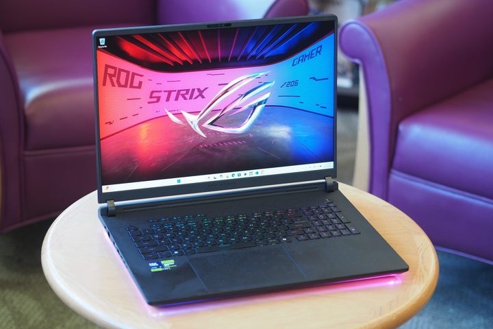 Asus Strix SCAR 18 2025 front angled view showing display and keyboard.