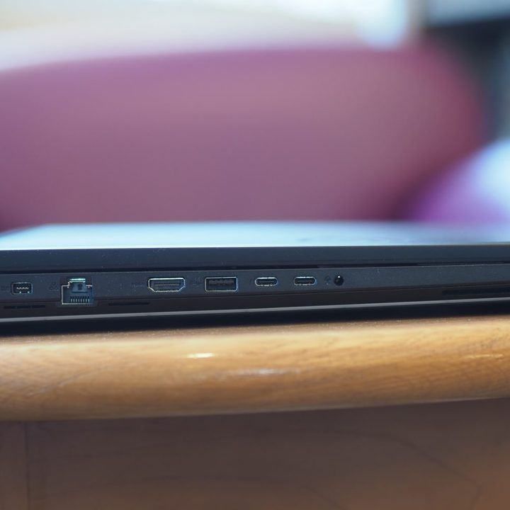 Asus ROG Strix SCAR 18 2025 left side view showing ports.