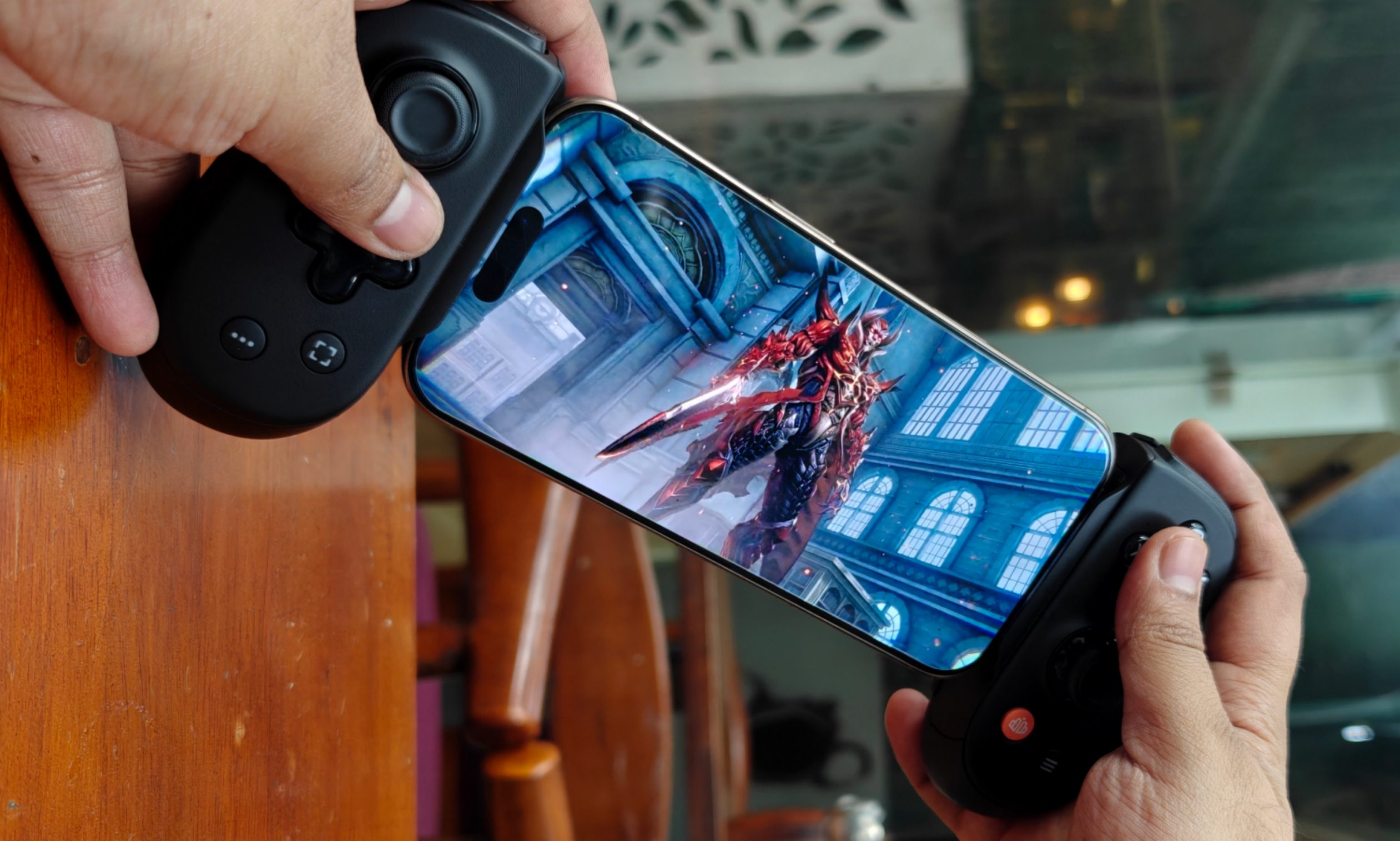 Game cutscene on iPhone linked to Backbone Pro controller.