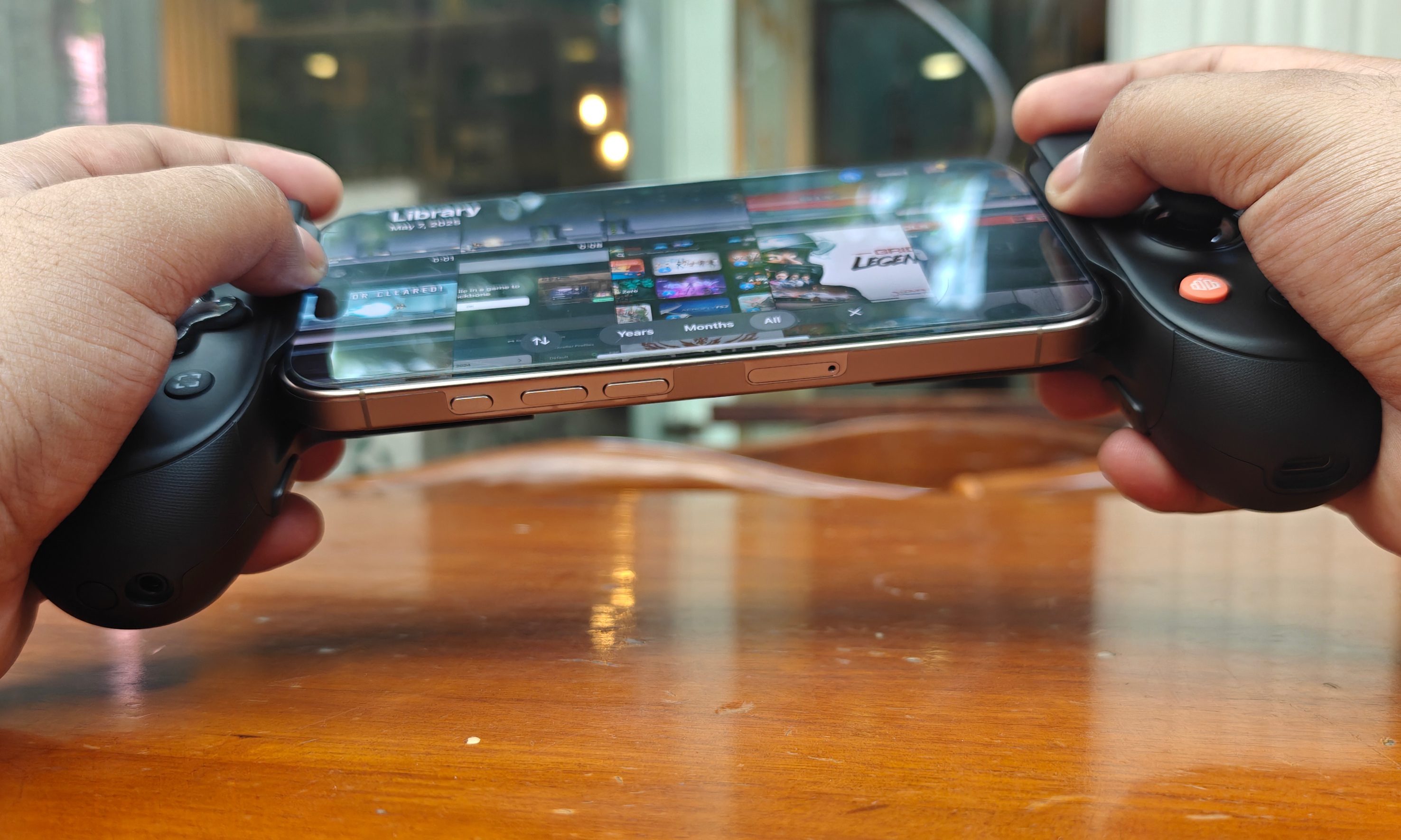 Playing games on iPhone with Backbone Pro controller.