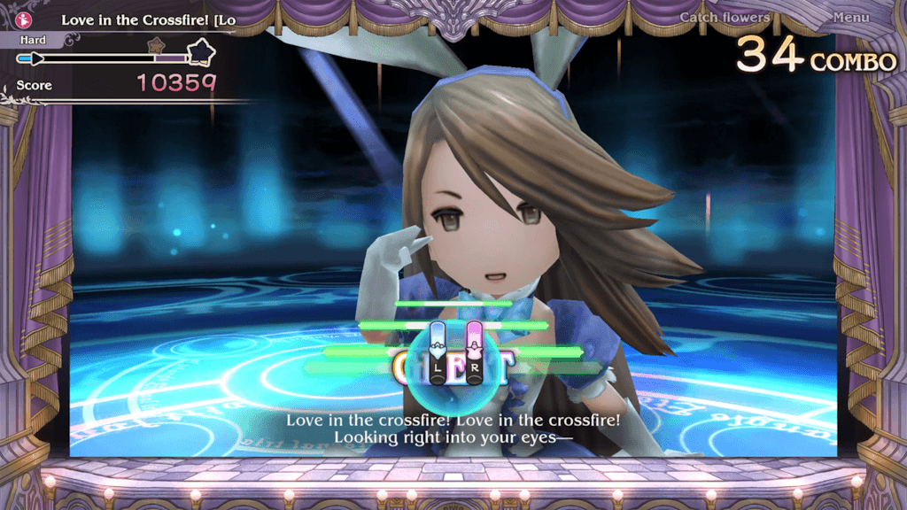 A rhythm game is played in Bravely Default: Flying Fairy HD Remaster.