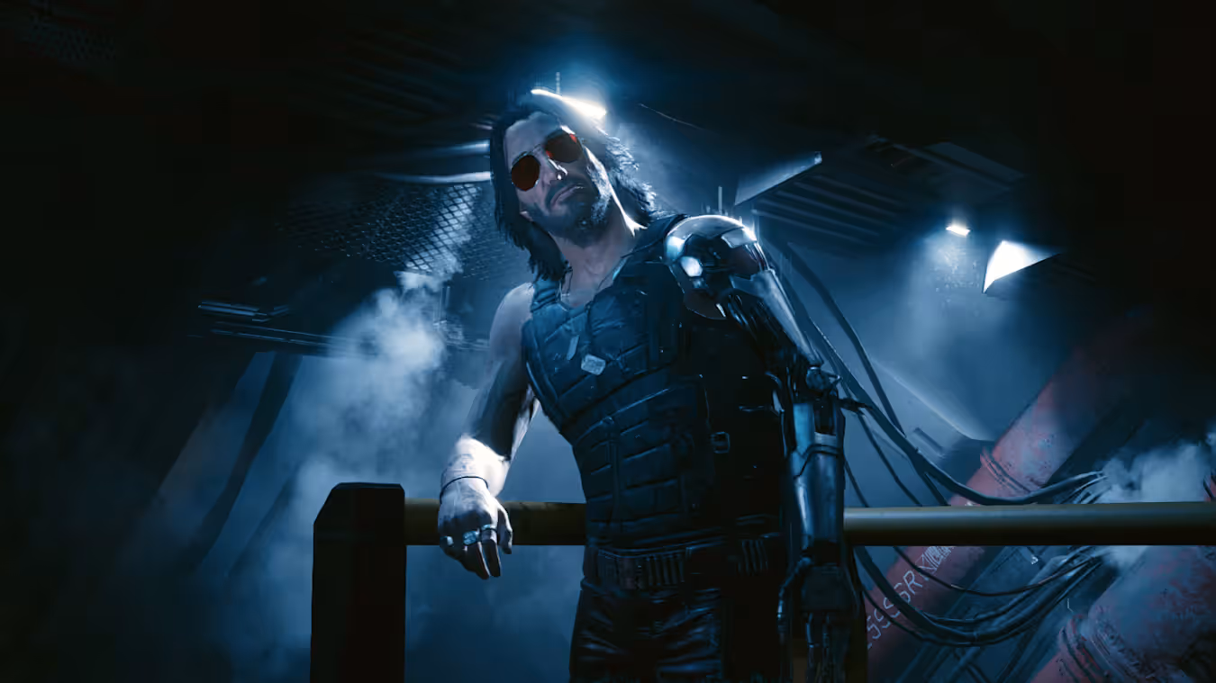 Johnny Silverhand smoking.