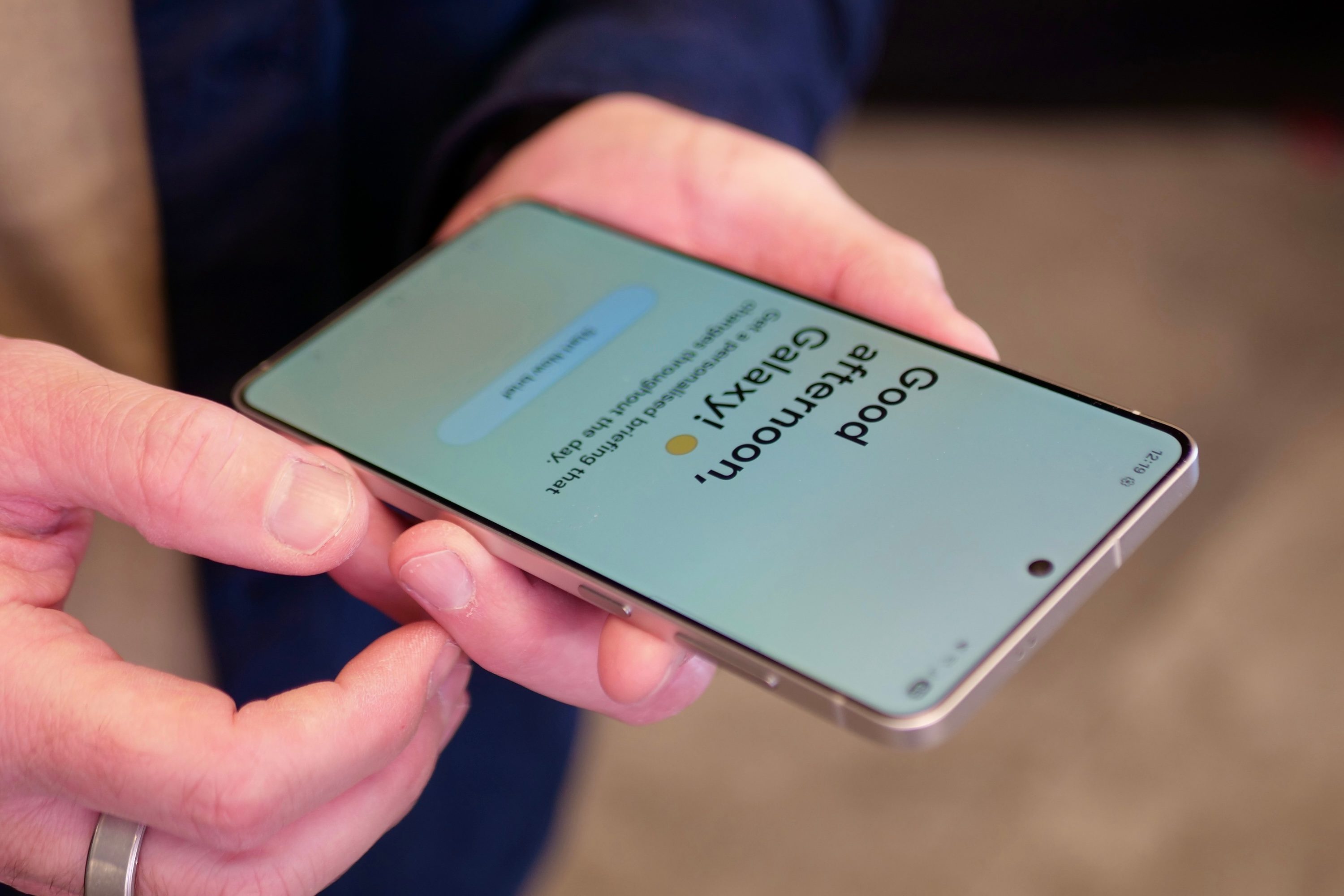 A person holding the Samsung Galaxy S25 Edge.