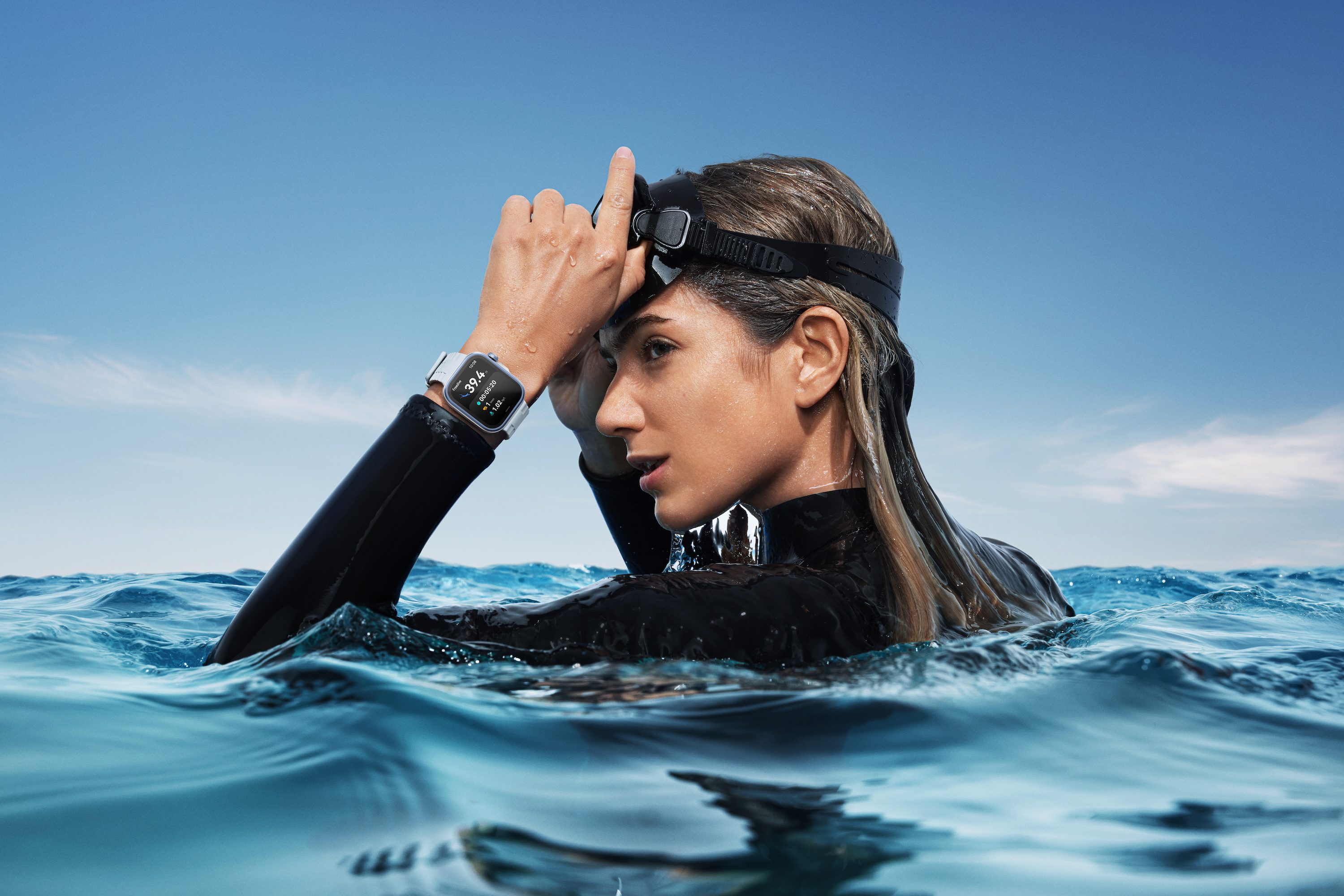 A promotional image of the Huawei Watch Fit 4 Pro.