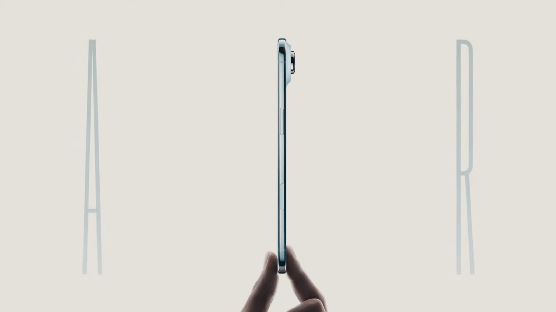 iPhone Air held up , surrounded by the letters A and R
