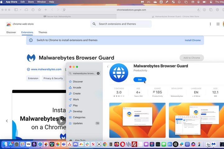Malwarebytes has a Safari extension but only linked to the Chrome extension.
