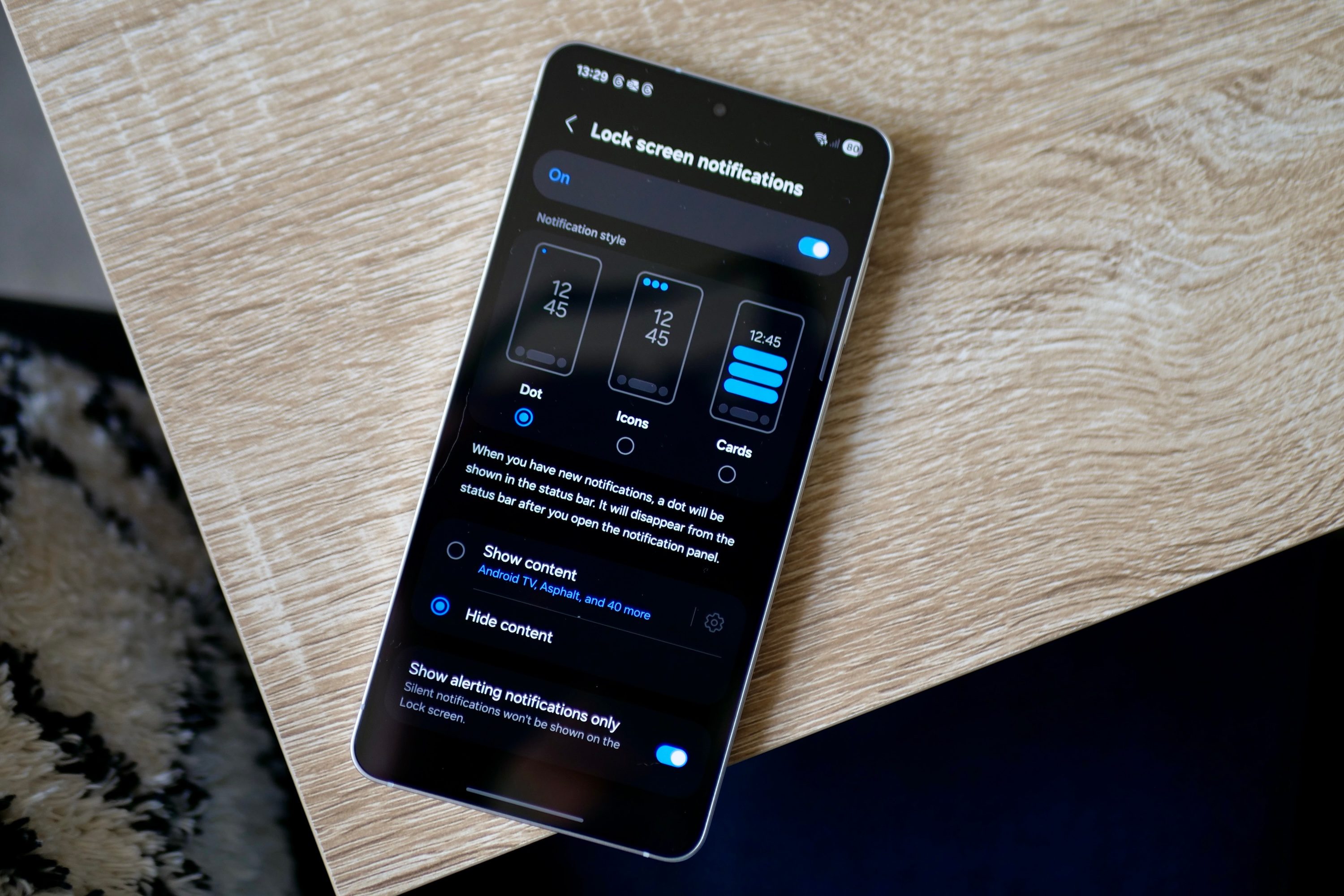 The notification options in Samsung's One UI 7.