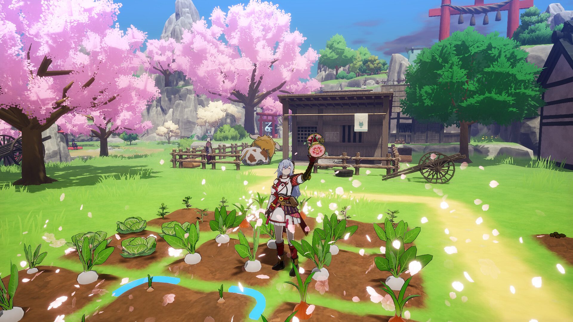 A farmer stands in a field in Rune Factory: Guardians of Azuma.