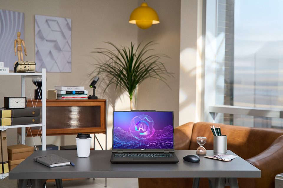 MSI Venture laptop showing its display. 