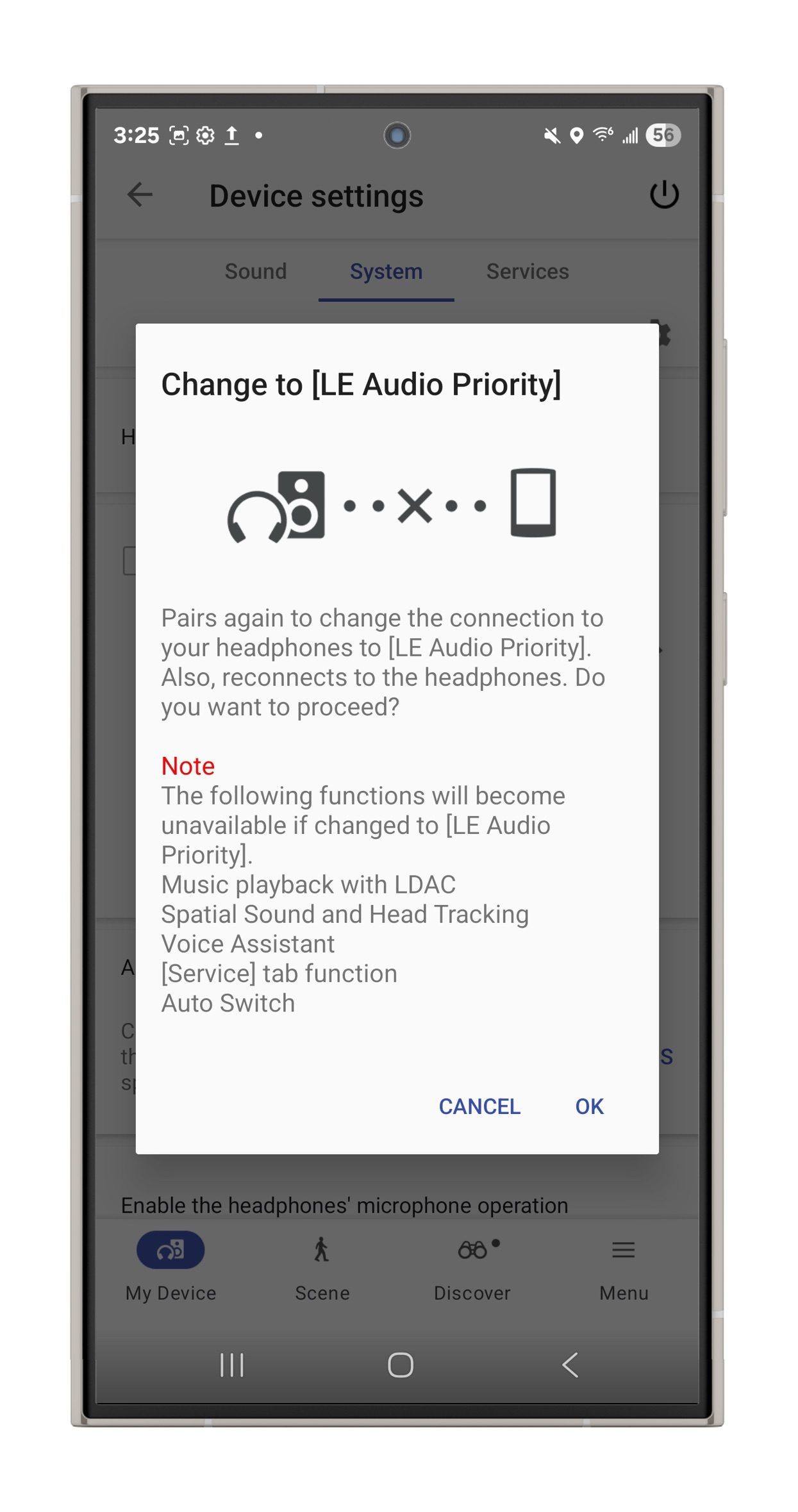 Sony Sound Connect app for Android.