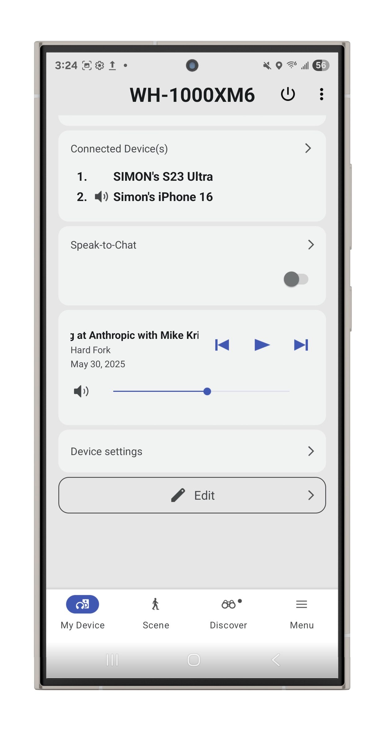 Sony Sound Connect app for Android.