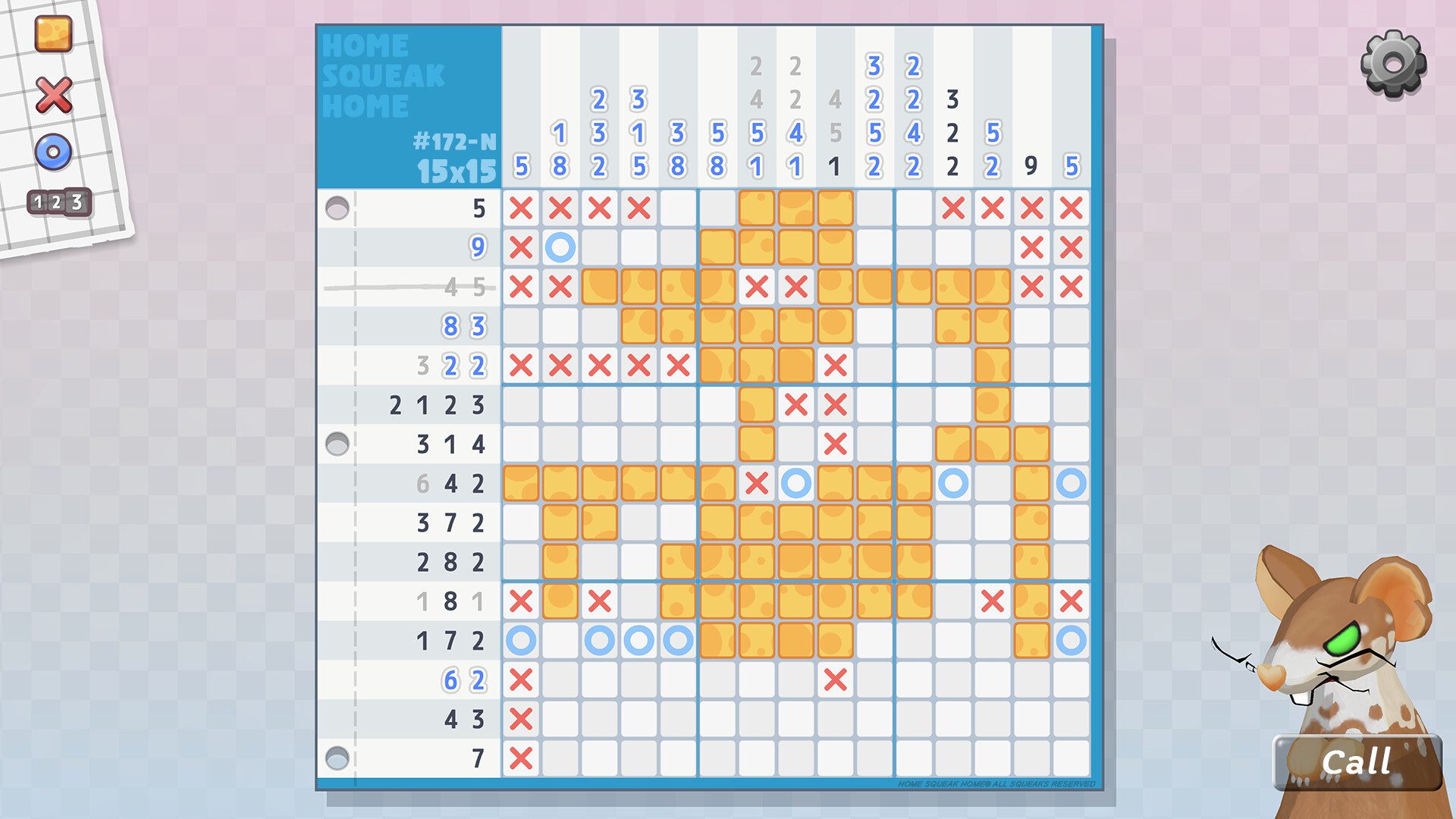 A picross puzzle appears in Squeakross: Home Squeak Home.
