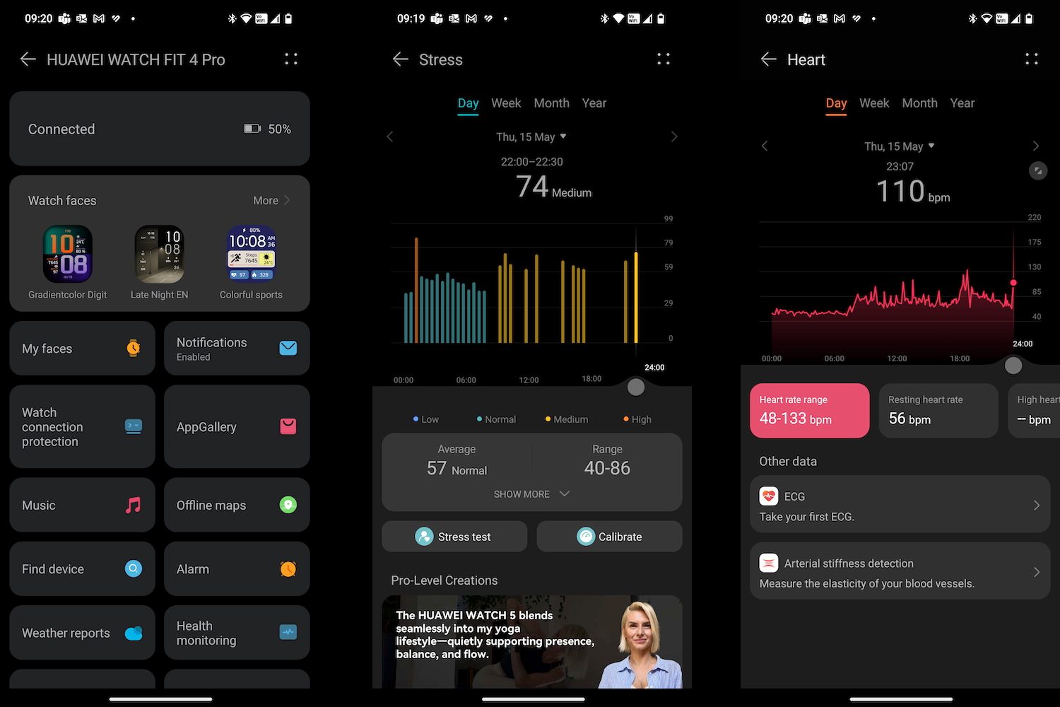 Screenshots taken from the Huawei Health app.