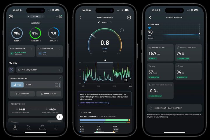 Screenshots taken from the Whoop 5.0 app.